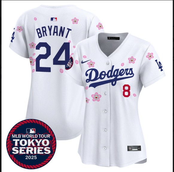 Women Los Angeles Dodgers #24 Bryant Tokyo Series 2025 white Limited Stitched Jersey->women mlb jersey->Women Jersey